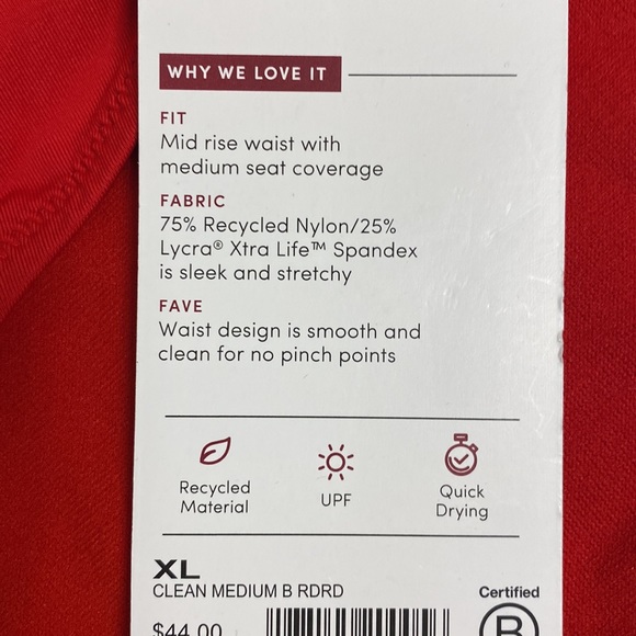 Athleta Red Clean Medium Bikini Bottom XL NWT - Picture 8 of 10